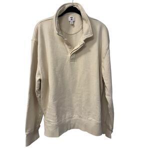 Mode of One Men's XL Cream Relaxed Fit French Terry Cotton Polo Pullover Shirt